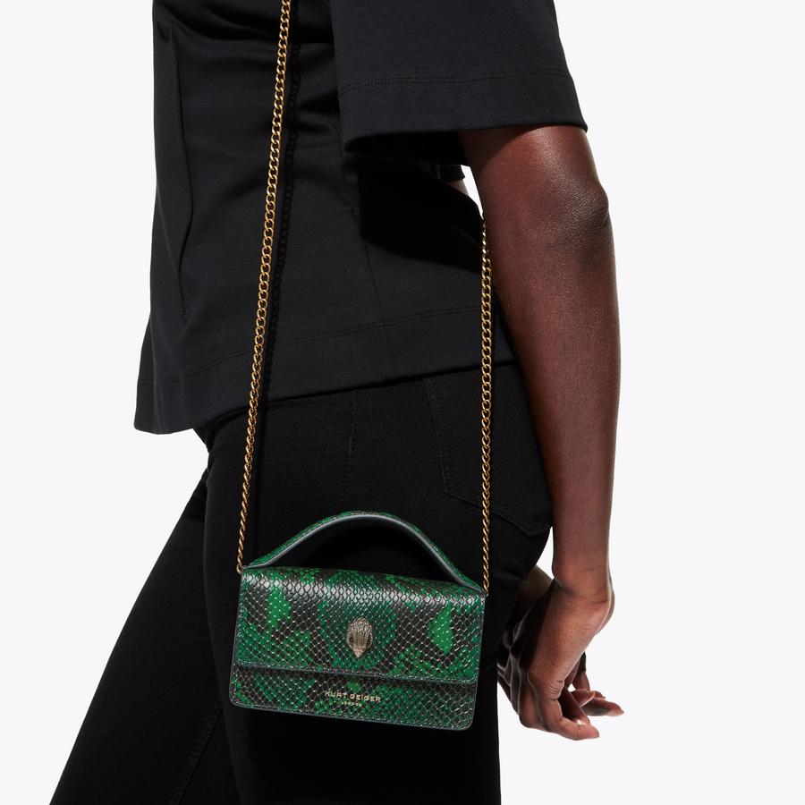 XS BOND TOP HANDLE BAG Green Lizard Top Handle Purse by KURT