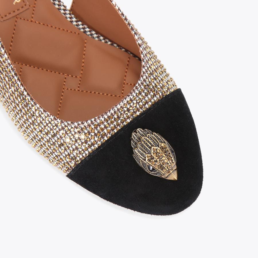 SLOANE MID SLINGBACK Beige Houndstooth Heels by KURT GEIGER