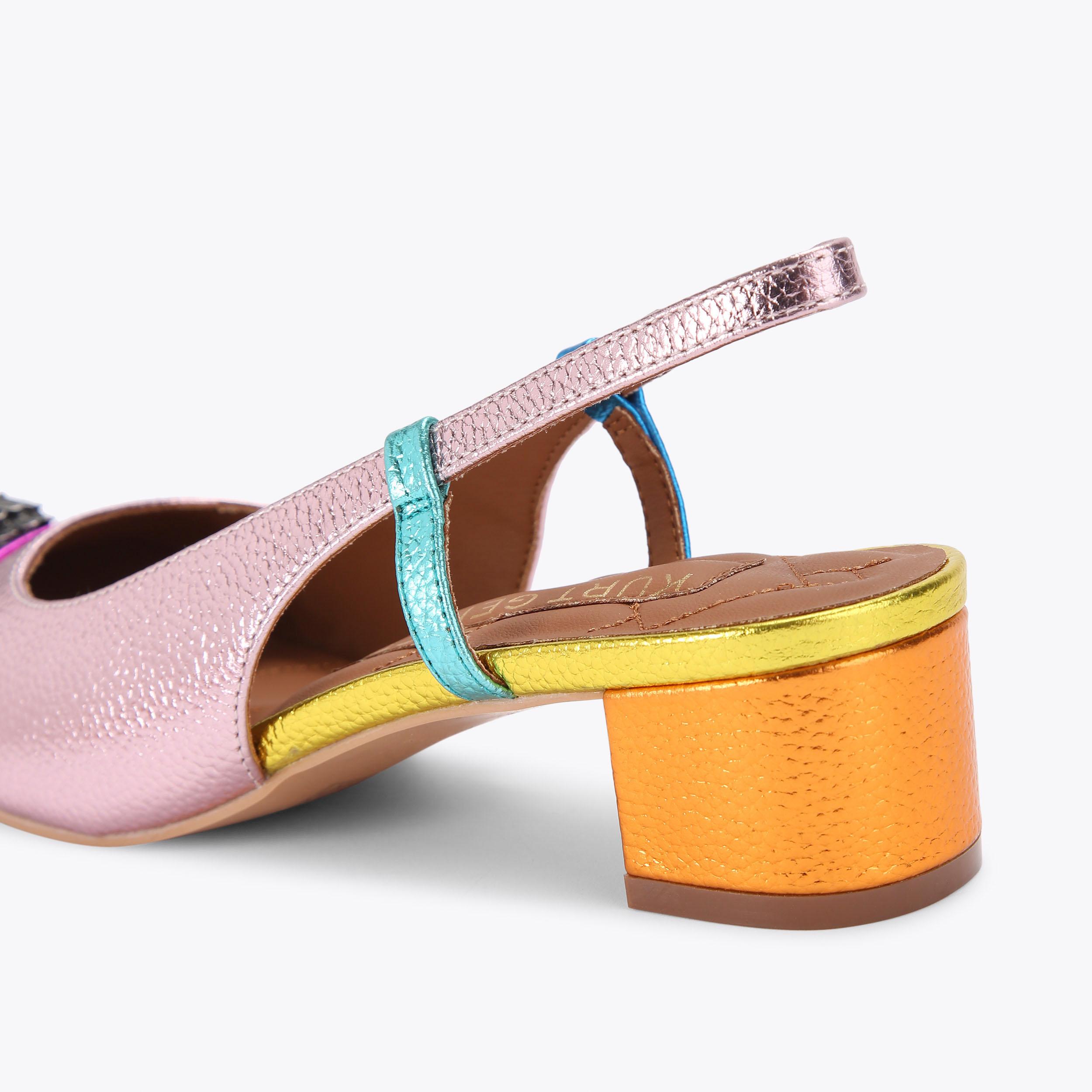 SLOANE MID SLINGBACK Metallic Rainbow Mid Heels by KURT GEIGER LONDON