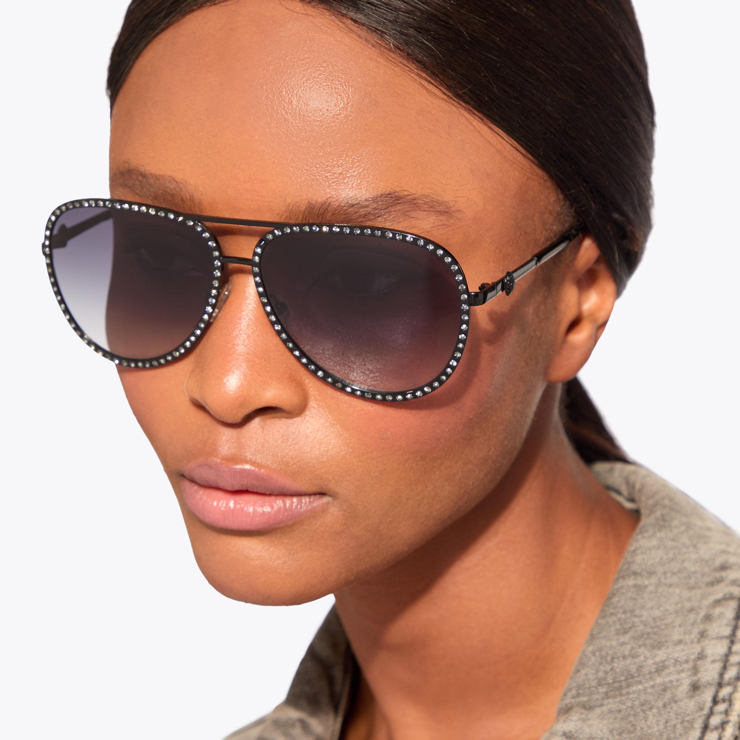 Kurt Geiger London Black & Green Aviator Sunglasses - 61•13•145 - Women’s EAGLE AVIATOR SUNGLASSES Matte Black Metal Aviator  main image 3