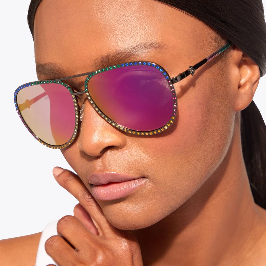 片耳ロンドンブルートパーズ・2CZ・25ピンクガーネット・3ブラウンダイヤモンド ビズー公式】マラヤガーネットK18(18金) PT ピアス(片耳) アミーユ