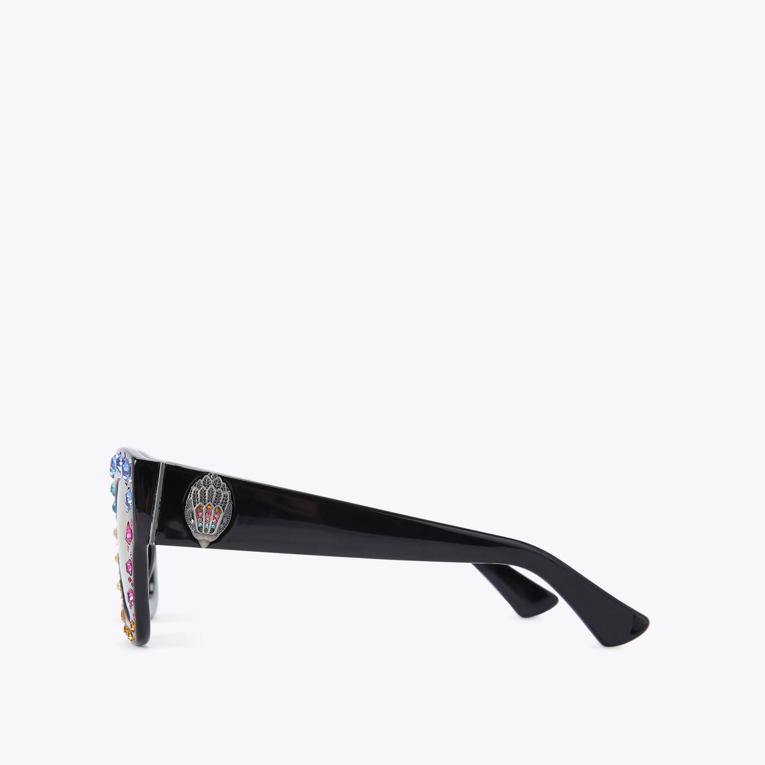 KURT GEIGER Cat Eye Black and Multi-Color Gem Sunglasses shoreditch-gem-rectangle-  main image 4