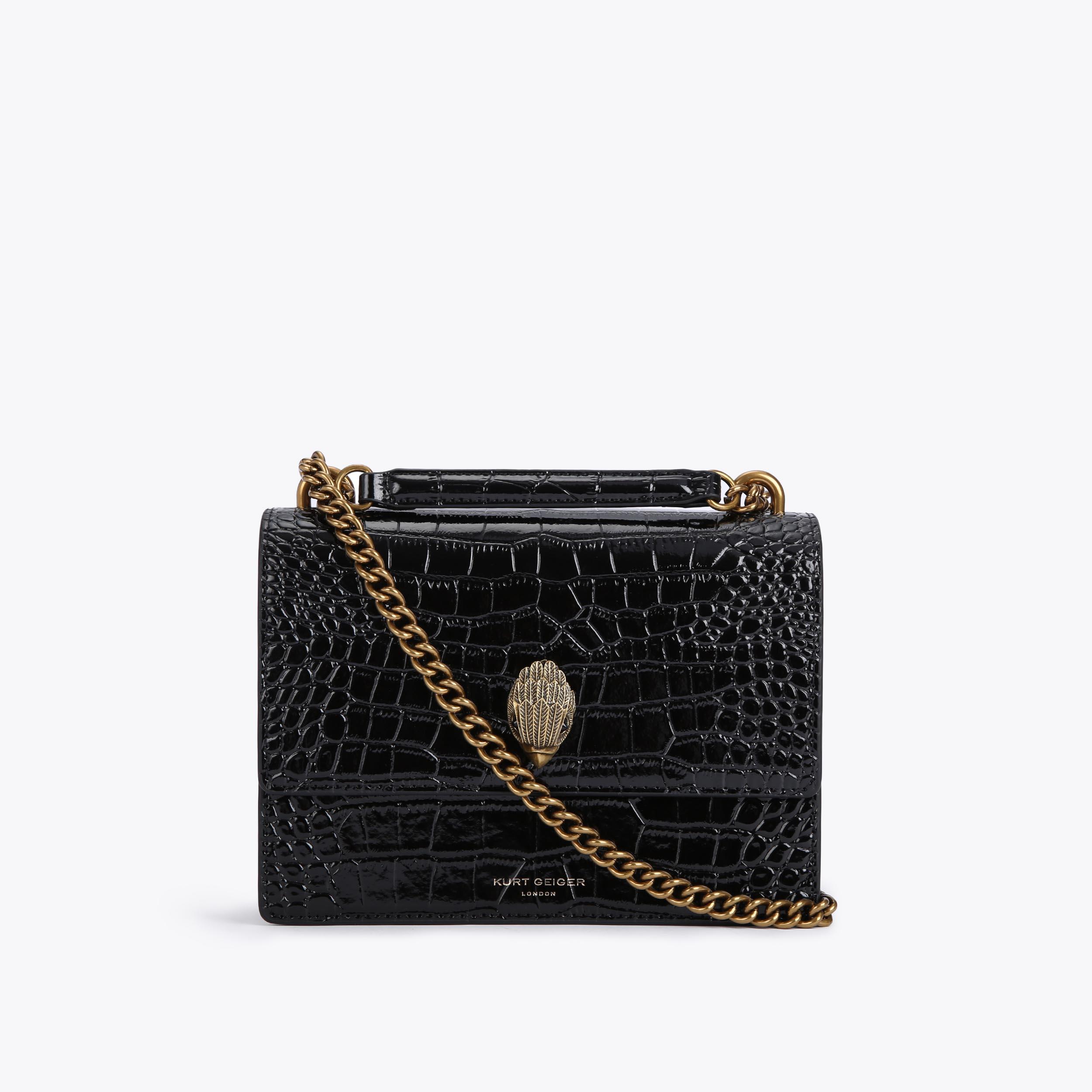 SHOREDITCH CROSS BODY Black Caviar Leather Cross Body Bag by KURT GEIGER  LONDON