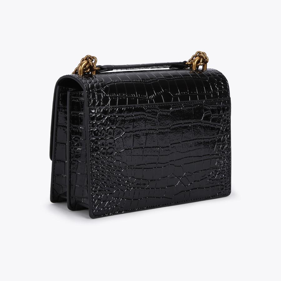 SHOREDITCH CROSS BODY Black Croc Print Cross Body Purse by