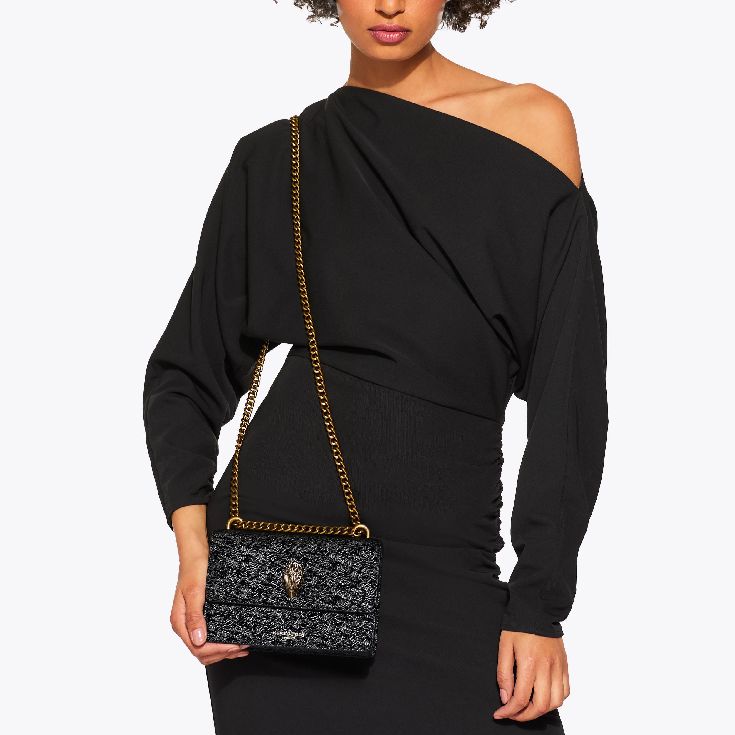 SHOREDITCH SM CROSS BODY Black Caviar Leather Mini Cross Body Bag by