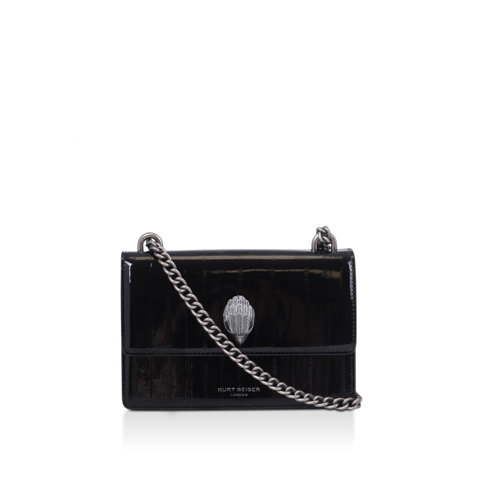 SHOREDITCH SM CROSS BODY Black Patent Cross Body Bag by KURT GEIGER LONDON