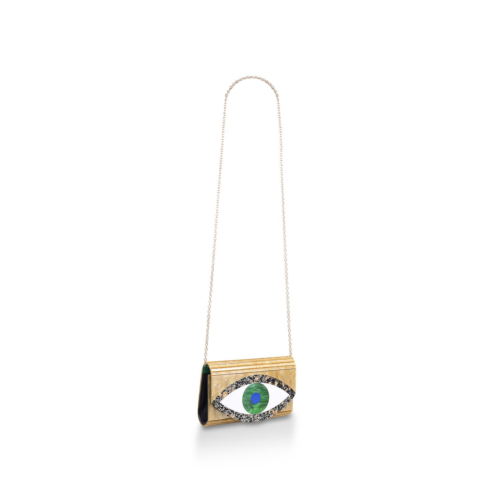 EYE PARTY ENVELOPE Gold Eye Acrylic Clutch Bag by KURT GEIGER LONDON