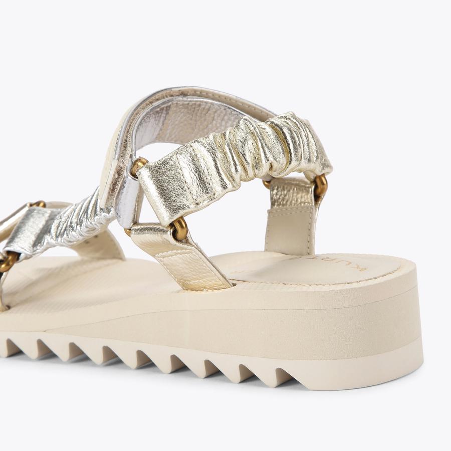 ORION Silver Gold Ruched Chunky Straps by KURT GEIGER LONDON