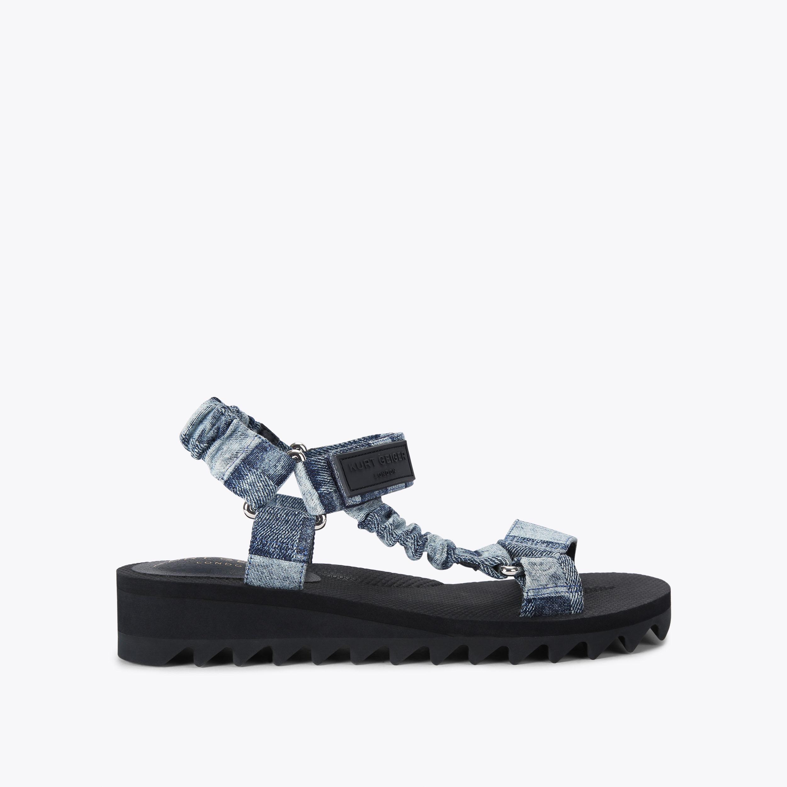 Orion Denim Sandals in Blue | Kurt Geiger