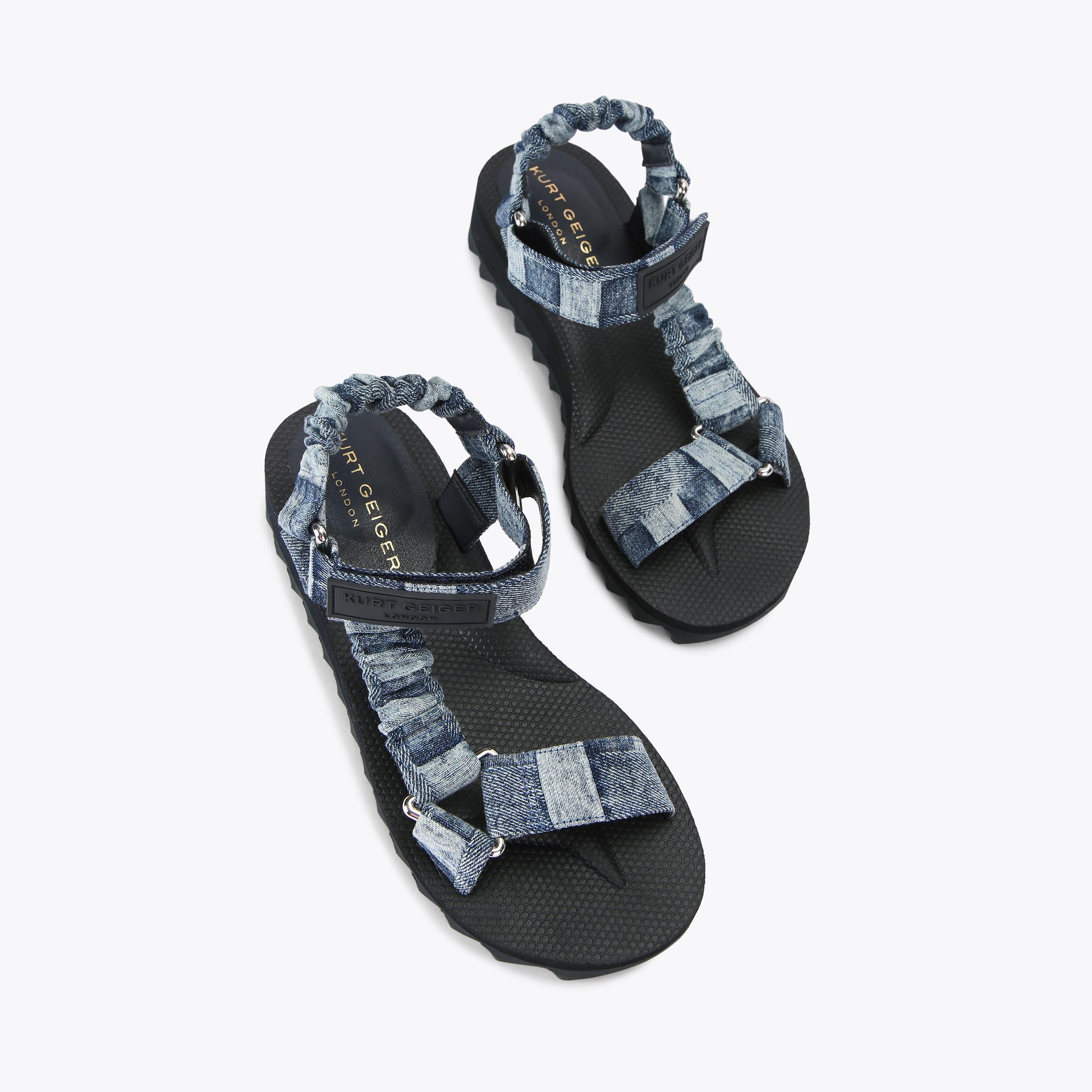 Orion Denim Sandals in Blue | Kurt Geiger