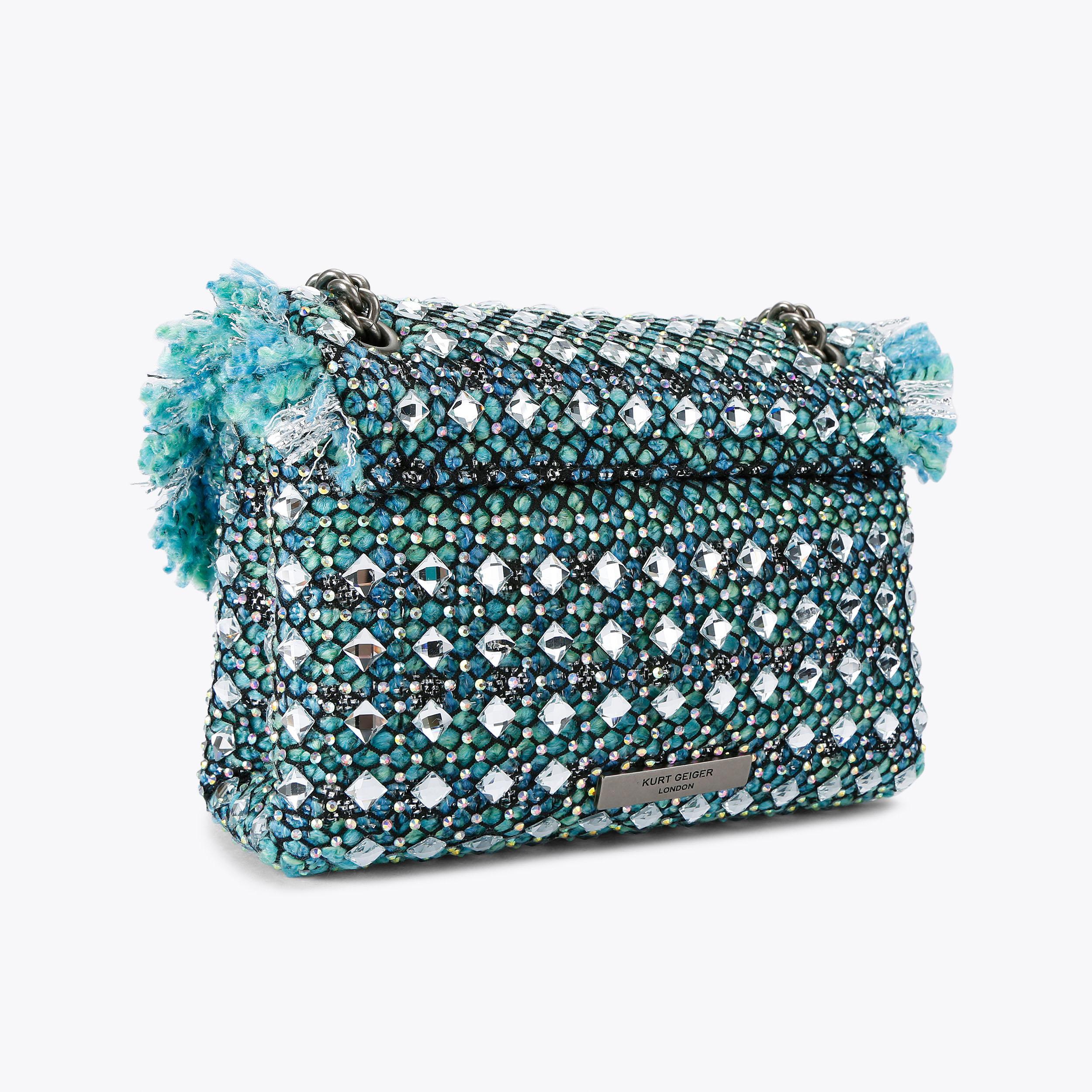 TWEED MINI KENSINGTON Blue Tweed Mini Kensington Purse by KURT