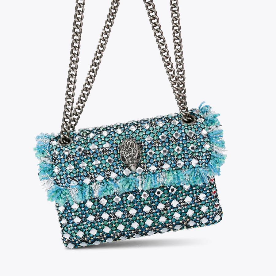 TWEED MINI KENSINGTON Blue Tweed Mini Kensington Purse by KURT