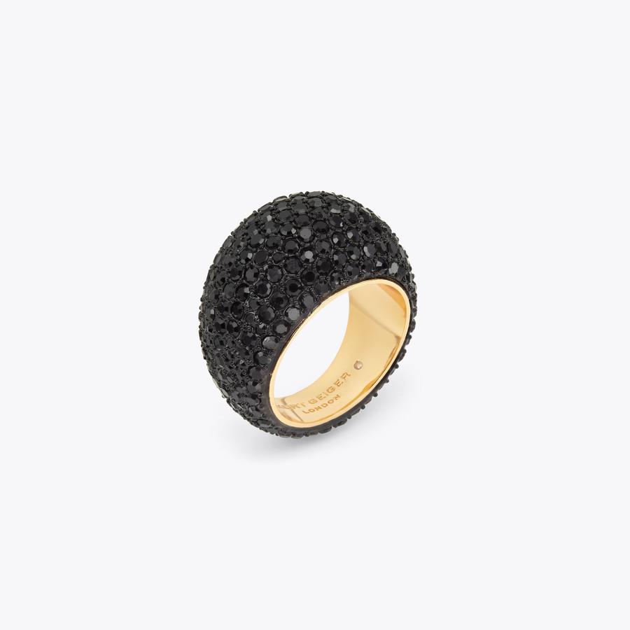 PAVE DOME RING Black Pink Dome Ring by KURT GEIGER LONDON