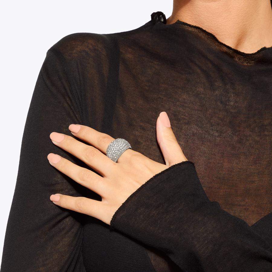 PAVE DOME RING Black Crystal Ring by KURT GEIGER LONDON