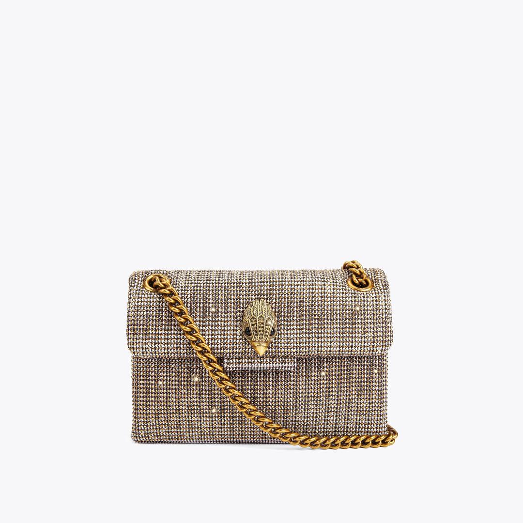 FABRIC MINI KENSINGTON V Gold Jewel Cross Body Purse by KURT GEIGER LONDON — Kurt Geiger London