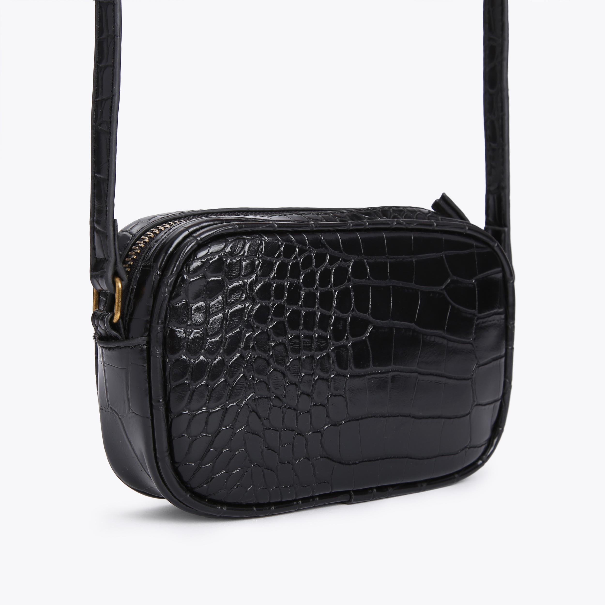 EAGLE SM CROSS BODY Black Croc Cross Body Purse by KURT GEIGER LONDON