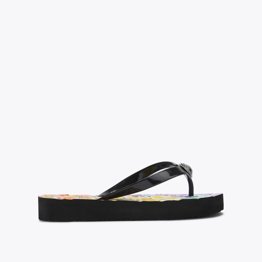 Black designer flip flops on sale