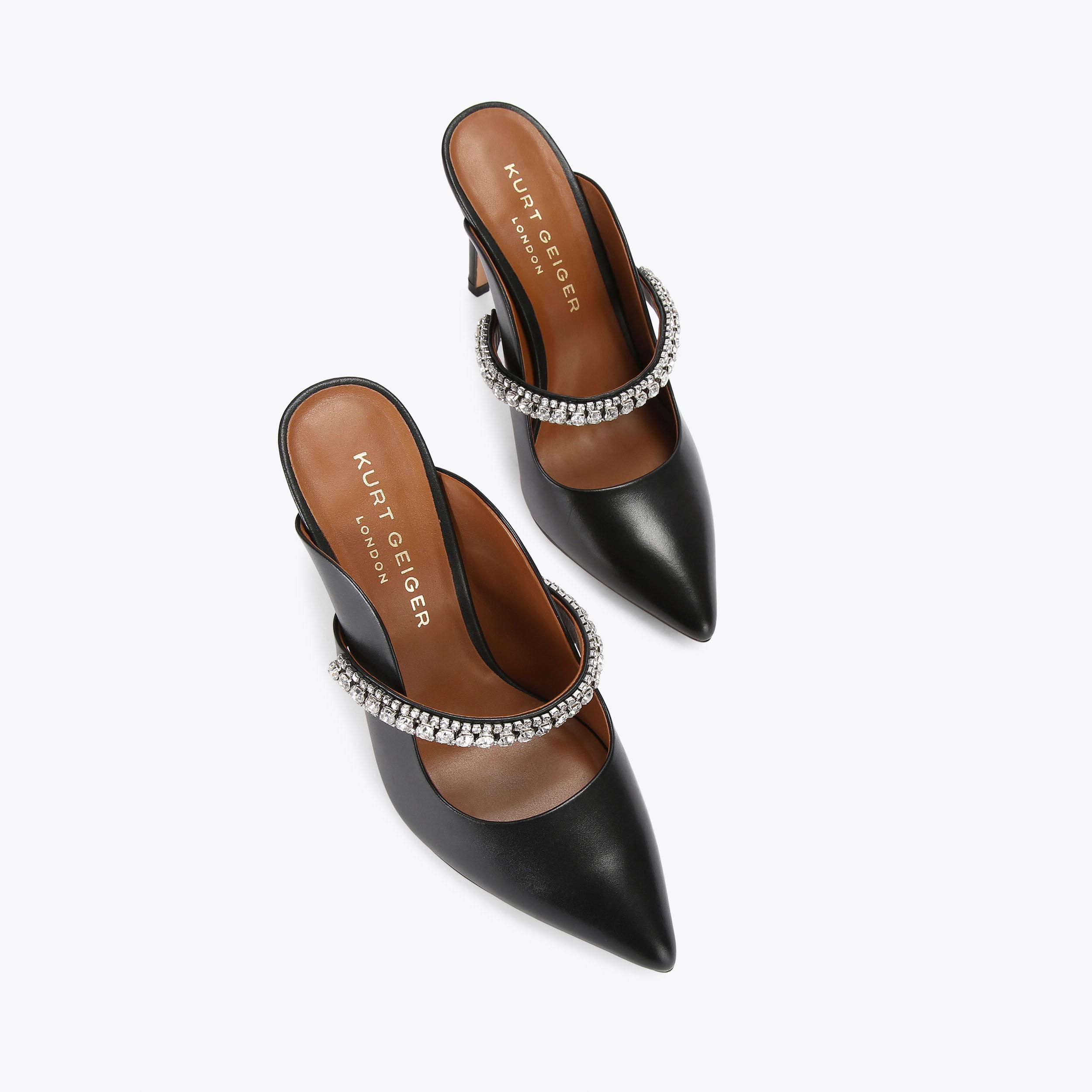 Duke Black Heels Pointed Toe Mules | Kurt Geiger