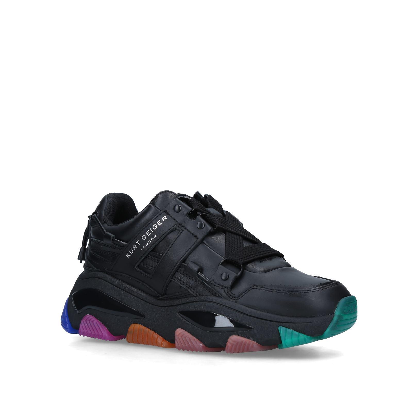 KURT GEIGER Black/Comb Lettie Rainbow-Insert Knitted
Trainers LETTIE Black Chunky Rainbow Sole Sneakers by KURT GEIGER LONDON main image 3