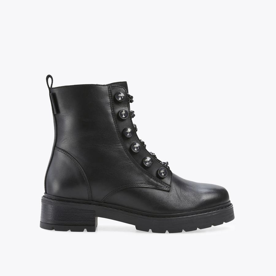 BAX Black Leather Chain Front Ankle Boot by KURT GEIGER LONDON