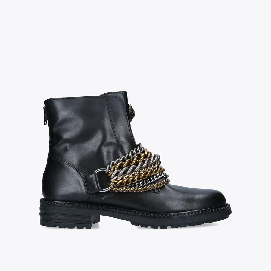 STEFAN Black Chain Detail Eagle Embellished Ankle Boot by KURT