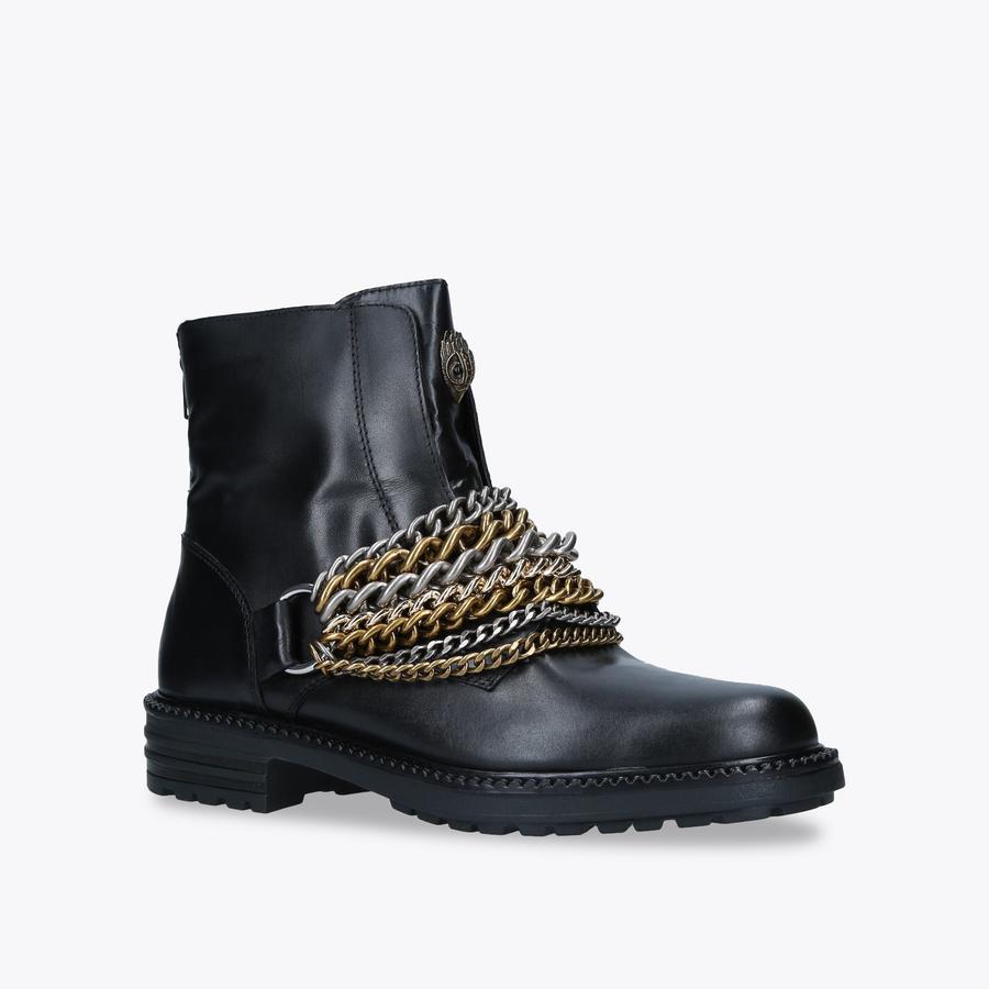 STEFAN Black Chain Detail Eagle Embellished Ankle Boot by KURT