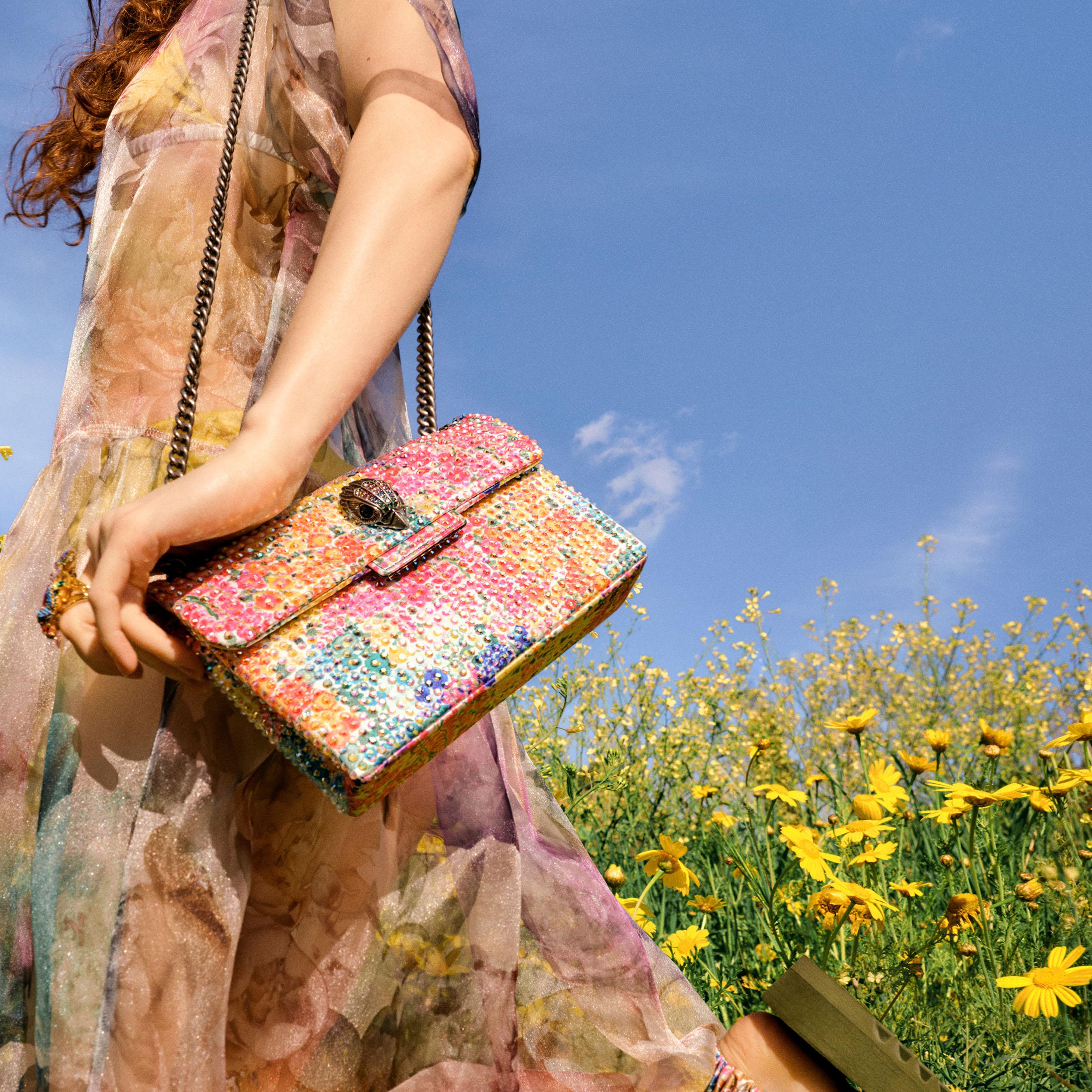 FC FABRIC MINI KENSINGTON Floral Couture Crystal Cross Body