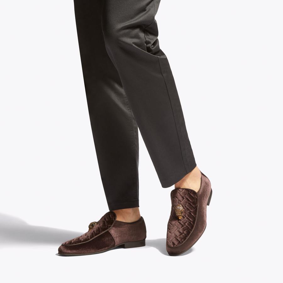 HUGH EAGLE HEAD Brown Velvet Shoes by KURT GEIGER LONDON
