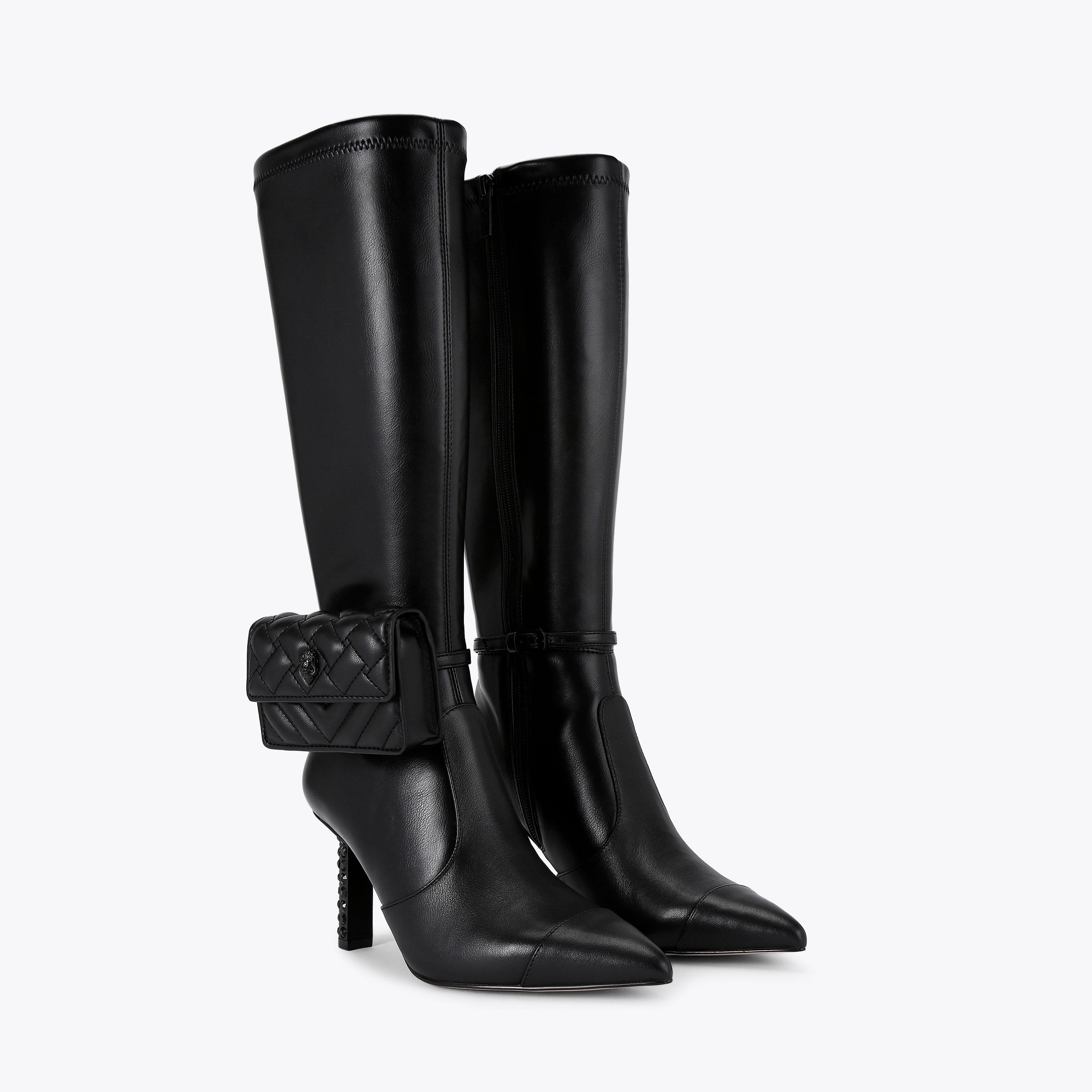 ANKLE BAG KNEE BOOT Black Leather Ankle Boot by KURT GEIGER LONDON