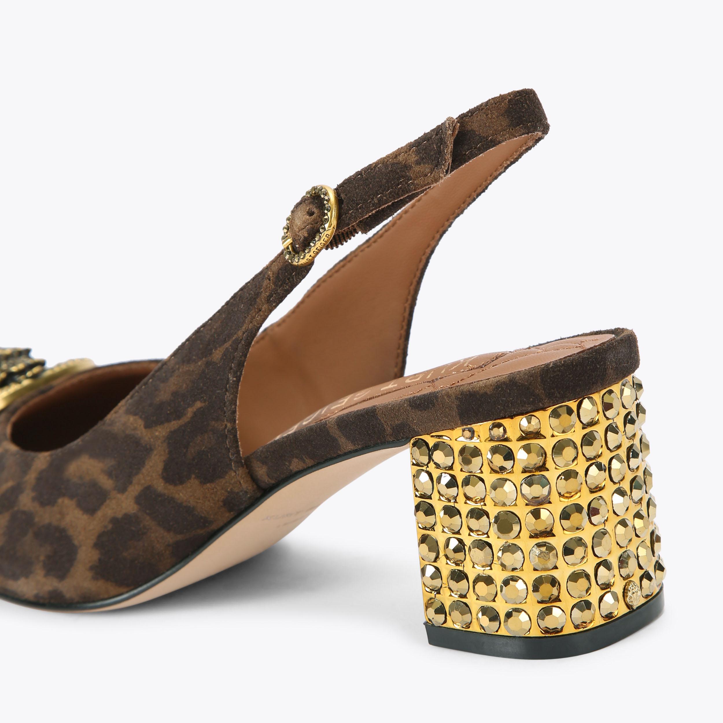 Chelsea Block Slingback Heels Leopard Print | Kurt Geiger