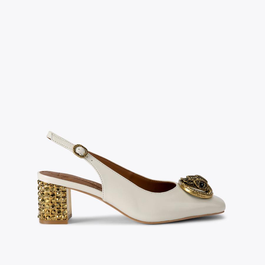 CHELSEA BLOCK SLINGBACK Bone Leather Block Heel by KURT