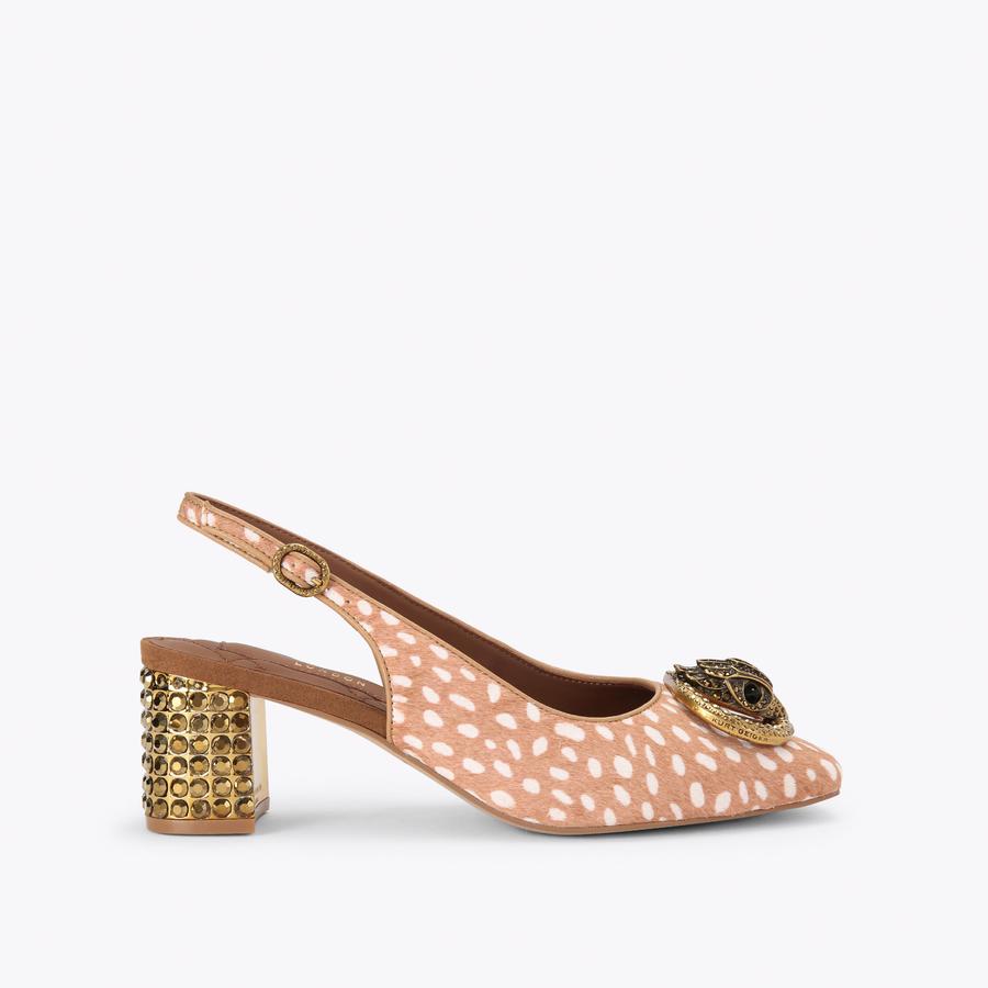 CHELSEA BLOCK SLINGBACK Camel Leather Slingback Heel by Kurt