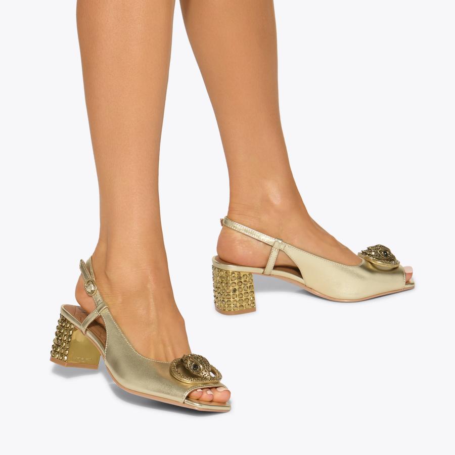 CHELSEA T-BAR BLOCK Snake Print T-Bar Heeled Sandal by KURT