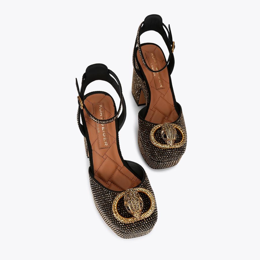 CHELSEA CLOSED PLATFORM Black Embellished Platform Heel by