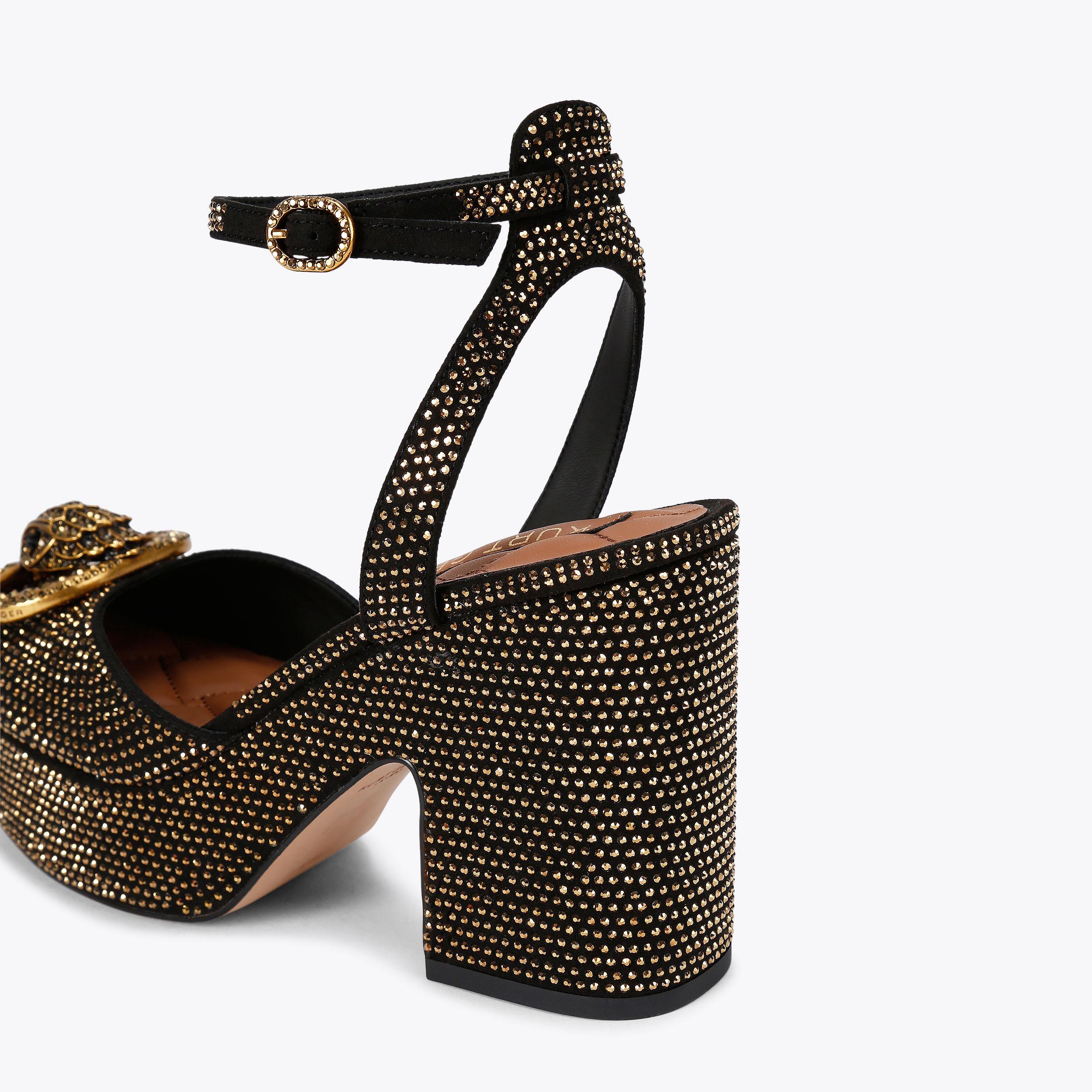CHELSEA CLOSED PLATFORM Black Embellished Platform Heel by