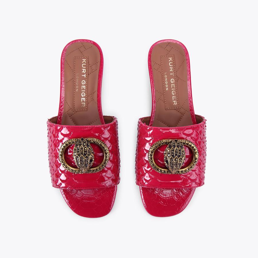 CHELSEA FLAT SANDAL Fuchsia 3D Lizard Slip On Sandal by KURT