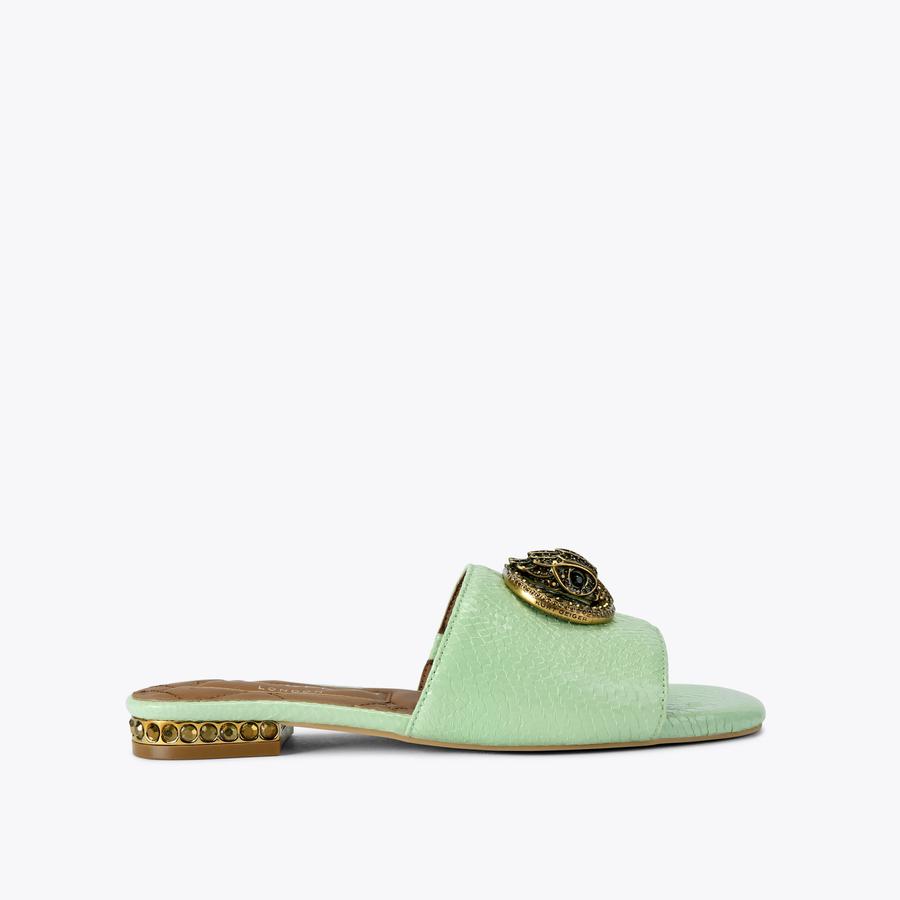 CHELSEA FLAT SANDAL Pale Green Slip On Sandal by KURT GEIGER LONDON