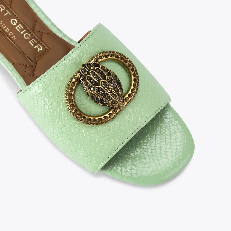 CHELSEA FLAT SANDAL Pale Green Slip On Sandal by KURT GEIGER