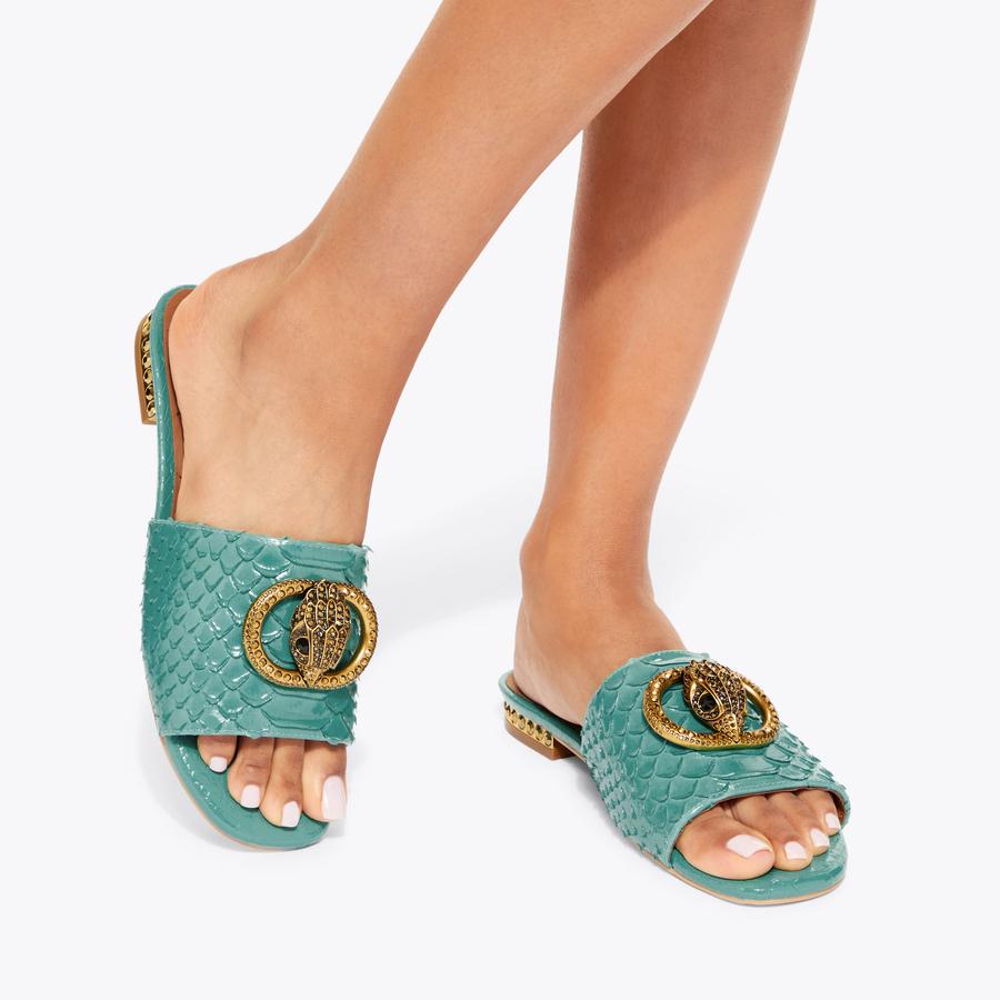 Chelsea Turquoise Sandals - Snake Embossed Leather | Kurt Geiger
