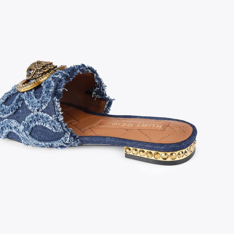 CHELSEA FLAT SANDAL Denim Slip On Sandal by Kurt Geiger London