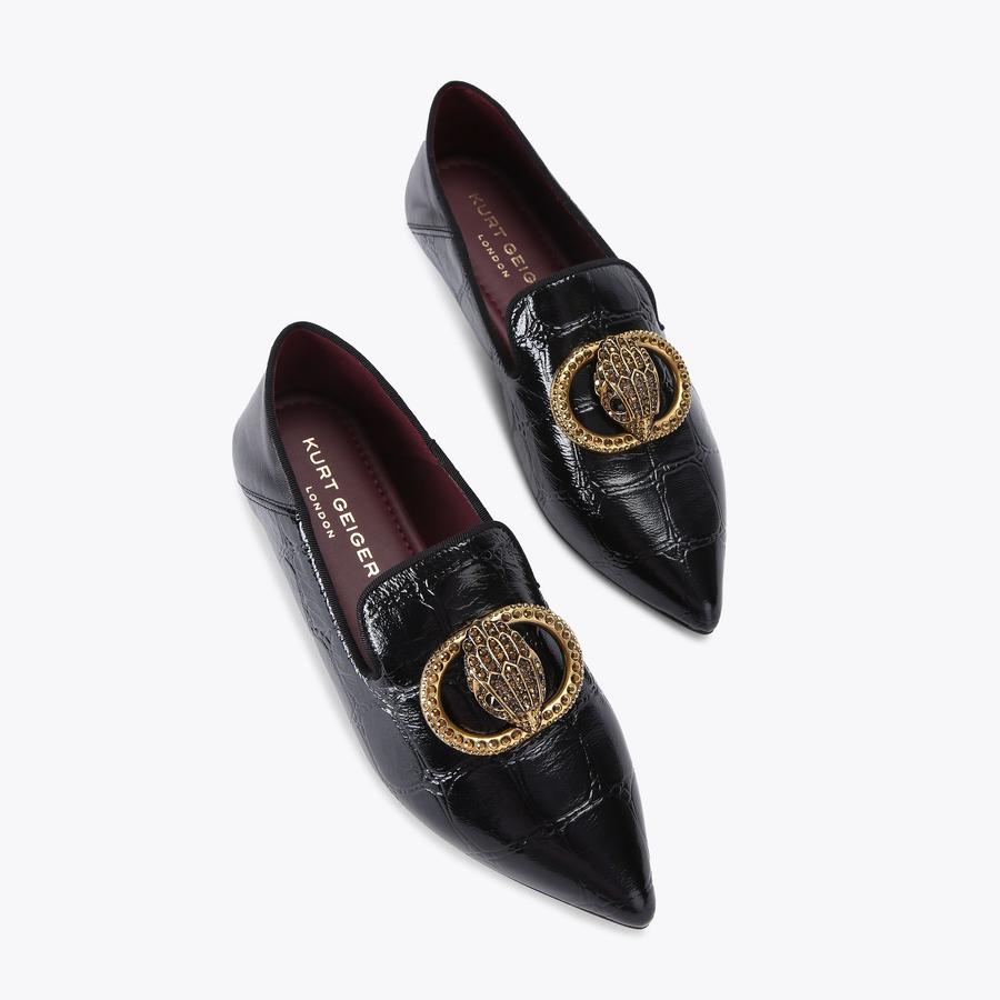 CHELSEA POINT SLIP ON Black Croc Slip On Loafer by KURT