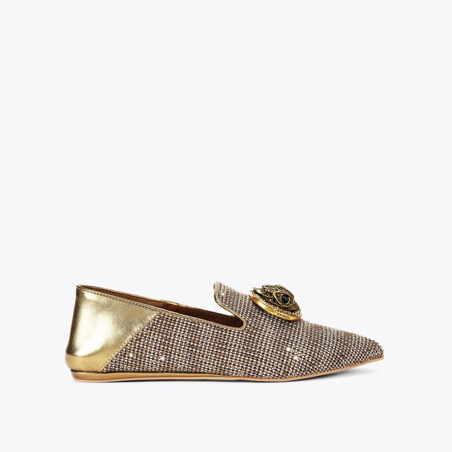 Chelsea Point Beige Houndstooth Slip-On Shoes | Kurt Geiger