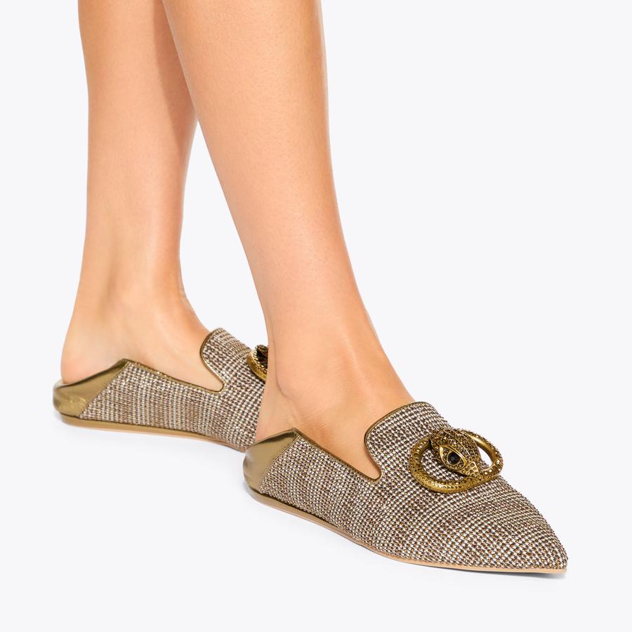 Chelsea Point Beige Houndstooth Slip-On Shoes | Kurt Geiger