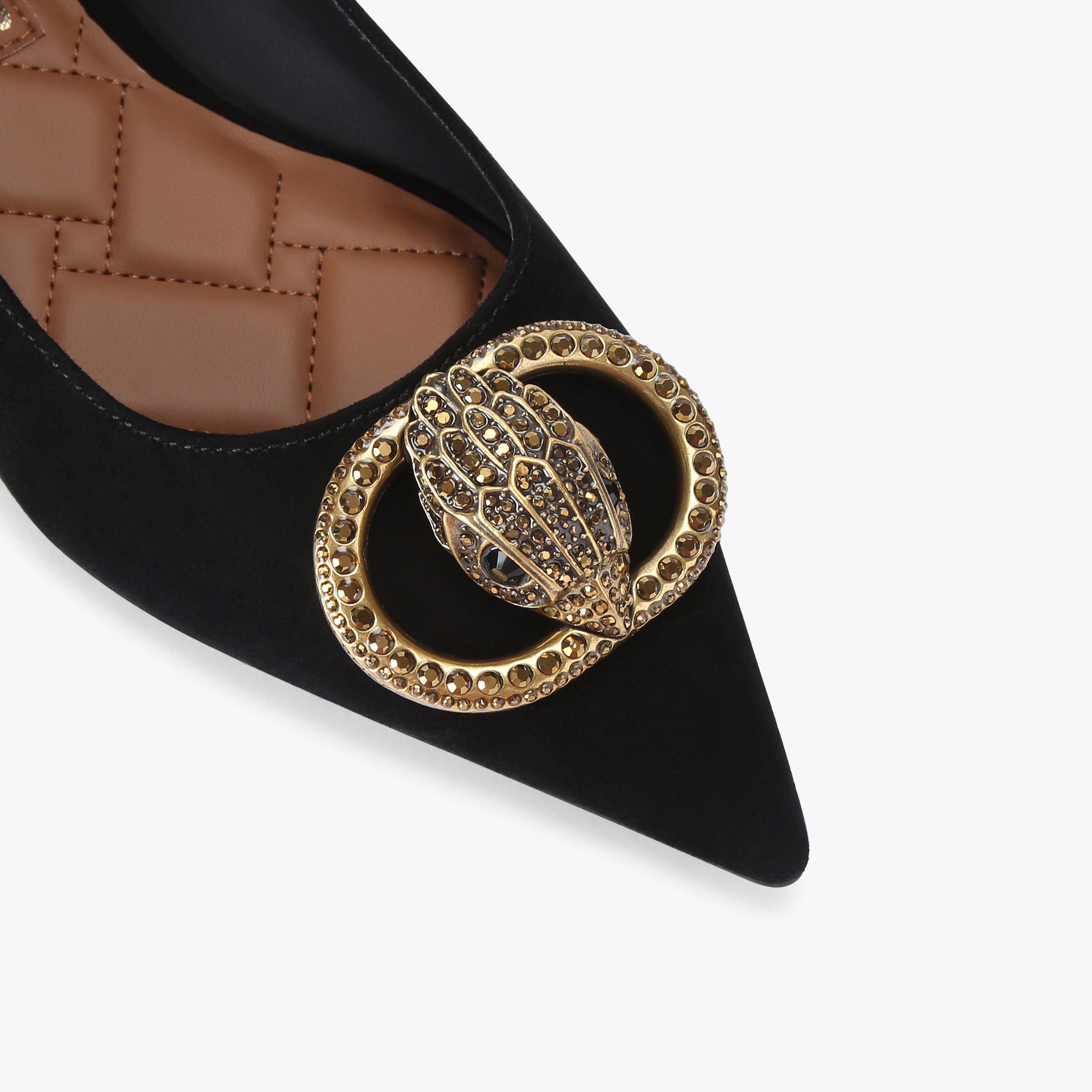 CHELSEA POINT FLAT Black Suede Ballet Flats by KURT GEIGER LONDON