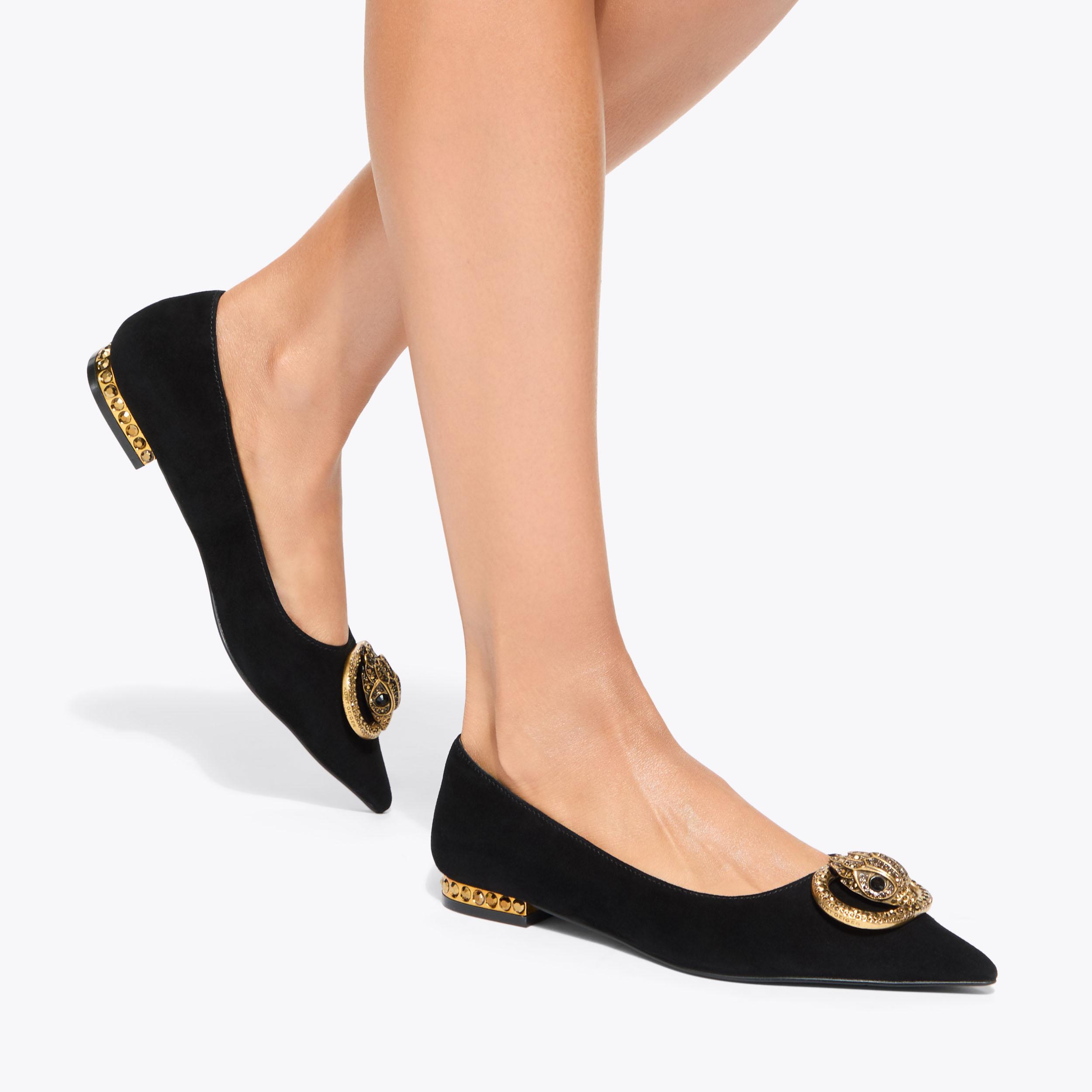 CHELSEA POINT FLAT Black Suede Ballet Flats by KURT GEIGER LONDON