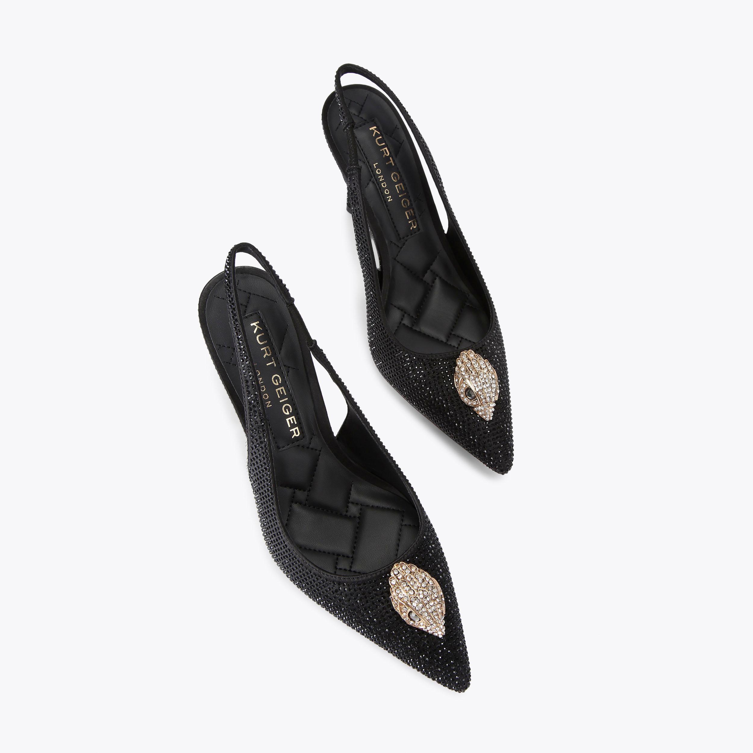 BELGRAVIA HIGH SLING Black Slingback Heel by KURT GEIGER LONDON
