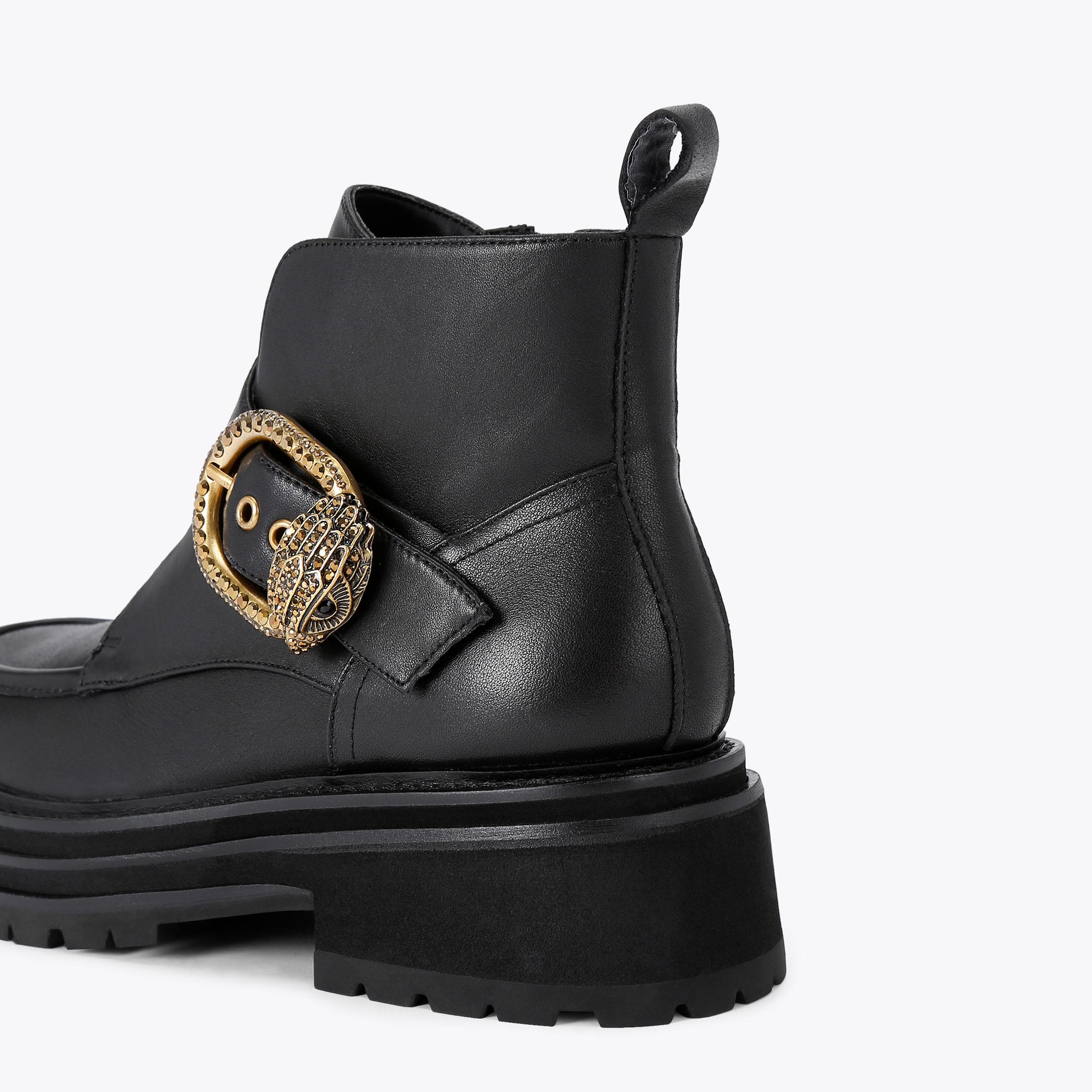 Mayfair Chunky Black Leather Ankle Boots | Kurt Geiger