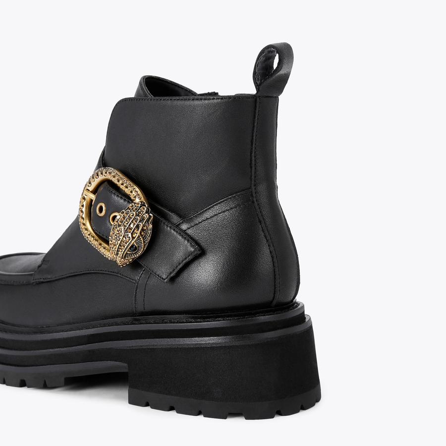 Mayfair Chunky Black Leather Ankle Boots | Kurt Geiger