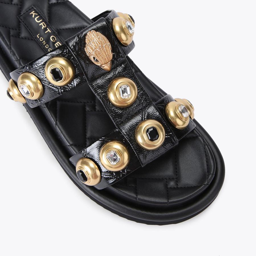 サンダル・ミュール ORSON MULTI STUD SANDALS ORSON MULTI STUD Black Leather Sandals by KURT GEIGER LONDON