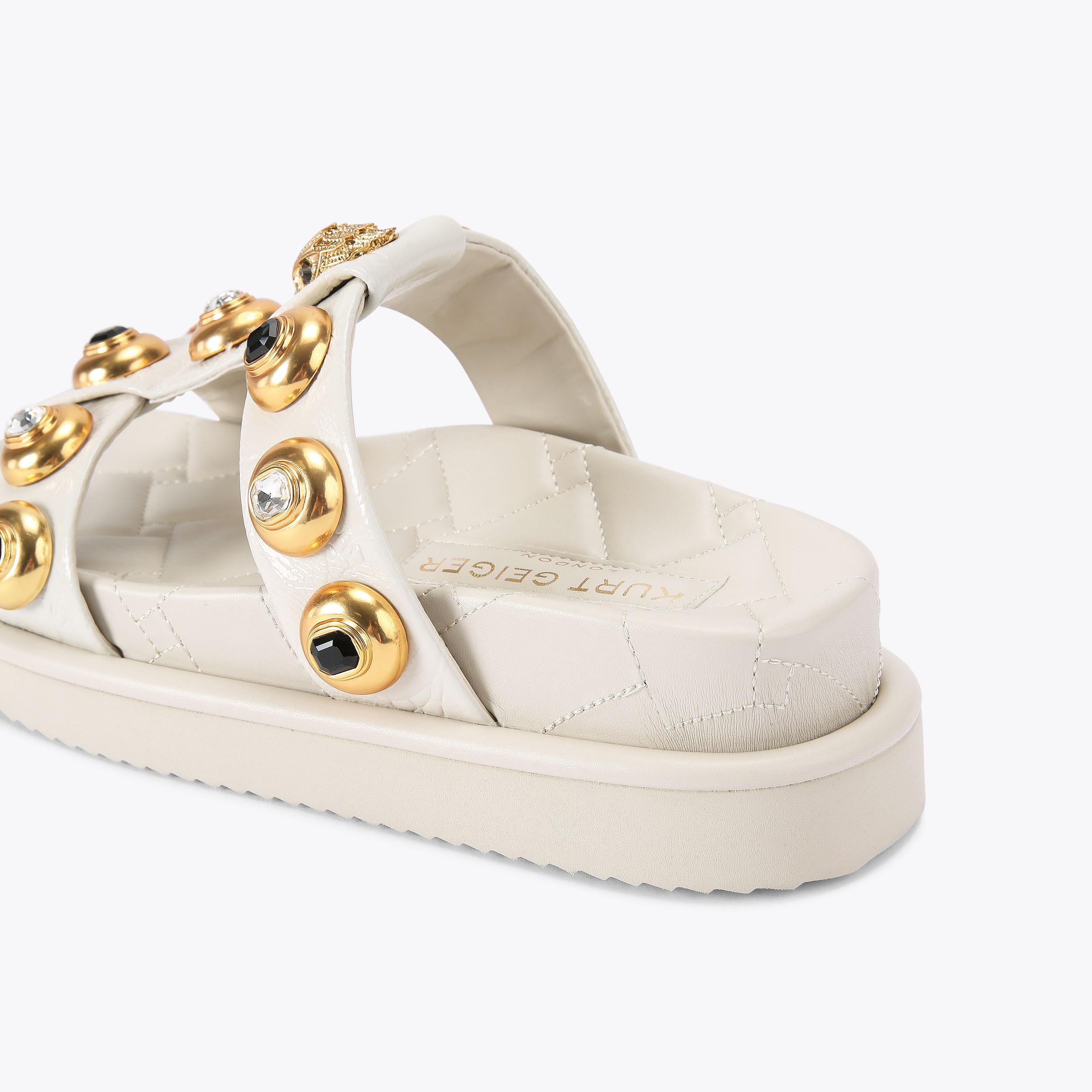 サンダル・ミュール ORSON MULTI STUD SANDALS ORSON MULTI STUD Black Leather Sandals by KURT GEIGER LONDON